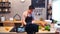 Young asian man in kitchen recording video on camera. Smiling asian man working on food blogger concept with fruits and vegetables