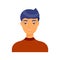 Young Asian man. Portrait of a foreign student. Diversity. An avatar of an Oriental guy in a turtleneck. Vector