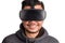 Young asian man wearing virtual reality goggles
