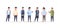 Young asian men group wearing casual clothes happy attractive guys standing together chinese or japanese male cartoon