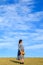 Young asian pregnant woman looking up the blue sky