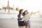 Young Asian travel girls are enjoying with beautiful place in Bangkok, Thailand