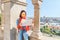 Young asian traveler woman looking at map at Fisherman bastion fortress in Budapest, Hungary