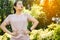 Young Asian woman doing running exercises in the nature park,