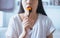 Young asian woman having fresh fruits papaya slices,Concept healthy food