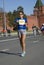 Young asian woman runs Moscow Marathon