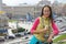 Young asian woman traveler in Kyiv, Ukraine