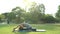 Young asian woman yoga outdoors keep calm and meditates while practicing yoga to explore the inner peace.