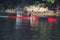 Young athlete in a canoe. Motion blur