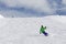 Young athlete skiing in Val Thorens french mountains on sunny day