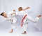 Young athletes beats karate blows