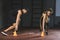 Young athletes running and touching training cones