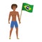 Young athletic black man waving brazil flag