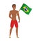 Young athletic black man waving brazil flag