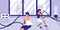 young athletic couple with rope sport in gym