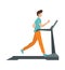 Young athletic man training on a treadmill. Active lifestyle