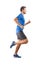 Young attractive athlete running and showing perfect running technique isolated on white background