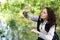 Young attractive biologist woman working on water analysis