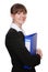 Young attractive business woman with folder