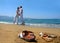 Young attractive couple at the beach