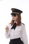 Young attractive female airline pilot