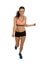 Young attractive sport woman in fitness clothes smiling happy in aerobics training workout