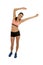 Young attractive sport woman in fitness clothes smiling happy in aerobics training workout