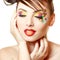 Young attractive woman with beautiful art cube abstract make-up