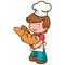 Young baker boy holding loaves of bread. Vector illustration