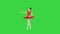 Young ballerina in classical tutu walks en pointe on a Green Screen, Chroma Key.