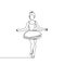 Young Ballerina one continuous line drawing vector illustration. artistic dance minimalism design
