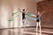 Young ballerinas in motion. Rhythmic gymnastics