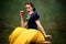 Young ballet dancer as a Snow White with poisoned apple in forest