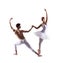 Young ballet dancers performing on white