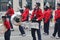 Young band members in a marching band in the Cherry Blossom Festival in Macon, GA