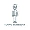 Young bartender vector line icon, linear concept, outline sign, symbol