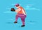 Young baseball player vector cartoon character design. Catcher in uniform and sunglasses waiting for ball