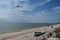 Young beach campers flying kite on Middle Cape Sable beach in Everglades.