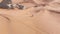 Young bearded man dressed as a shaman dancing on desert sand