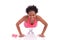 Young beautiful african fitness woman doing push up exercises on