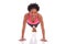 Young beautiful african fitness woman doing push up exercises on