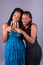 Young beautiful African womans holding a glass of champagne