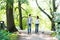 Young beautiful couple being on a date and having a walk