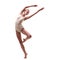 Young beautiful dancer in beige swimsuit