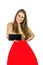 Young beautiful girl with a phone in a trending style combine photos and drawings