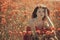 Young beautiful girl in poppy field