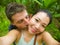 Young beautiful and happy mixed ethnicity couple beautiful Asian Chinese woman and white man in love taking selfie picture