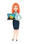 Young beautiful redhead business woman