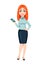 Young beautiful redhead business woman