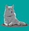 Young beautiful Siberian Husky dog sitting, close up, vector illustration, isolated on color